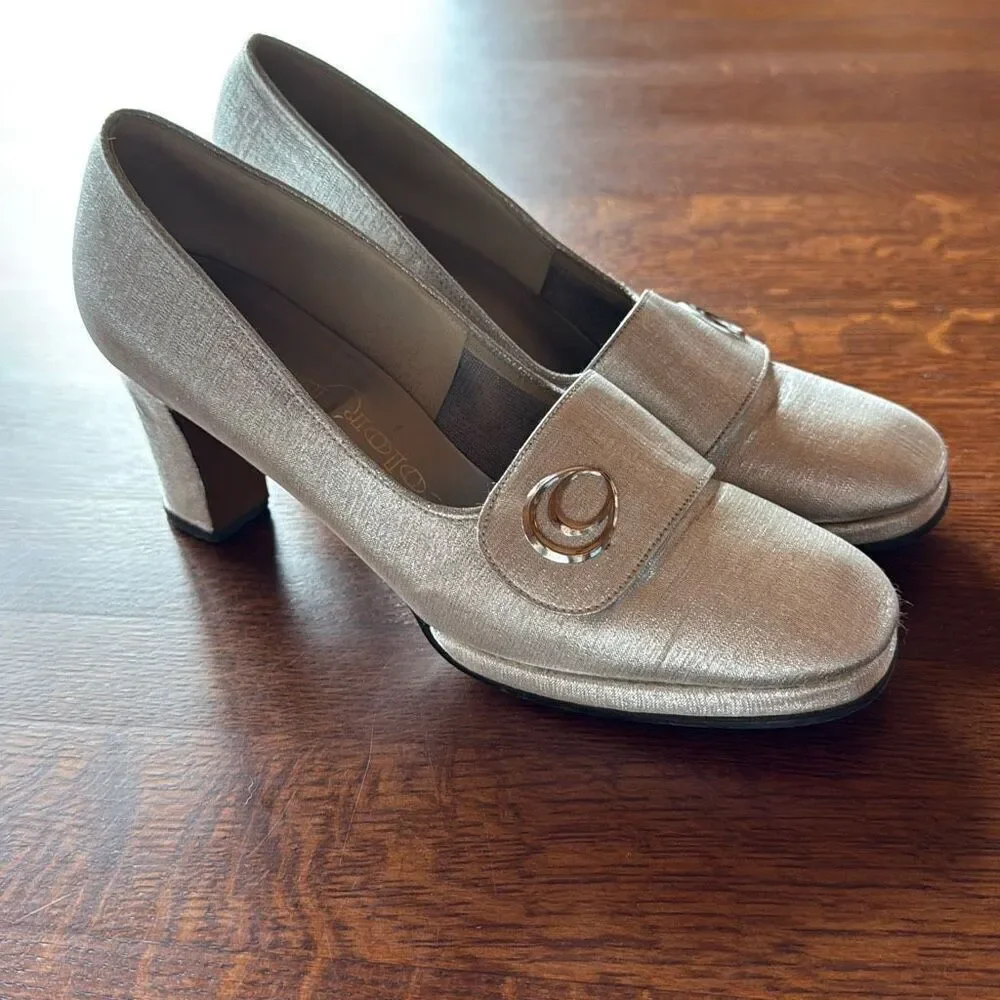 Vintage 60’s 70’s Metallic Silver Platform Heels‎ Size 8